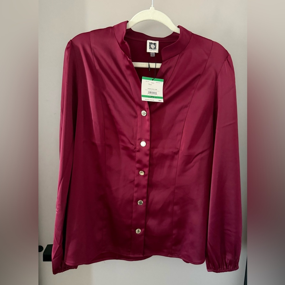 Anne Klein Burgundy long sleeve blouse